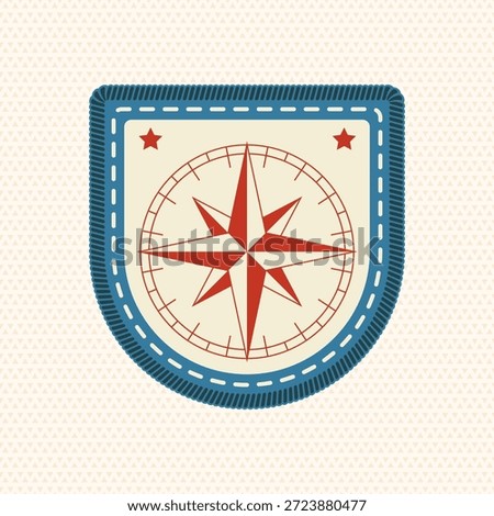 Scout badge with compass. Vector. Merit patch, sticker for camping outdoor and academic activities