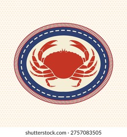 Scout badge with crab. Vector. Merit patch, sticker for camping outdoor and academic activities. Perfect for scouting groups, camping events, outdoor apparel, stickers, embroidery, and logo design.