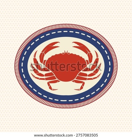 Scout badge with crab. Vector. Merit patch, sticker for camping outdoor and academic activities. Perfect for scouting groups, camping events, outdoor apparel, stickers, embroidery, and logo design.