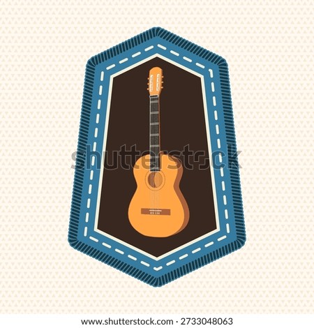Scout badge with guitar. Vector. Merit patch, sticker for camping outdoor and academic activities