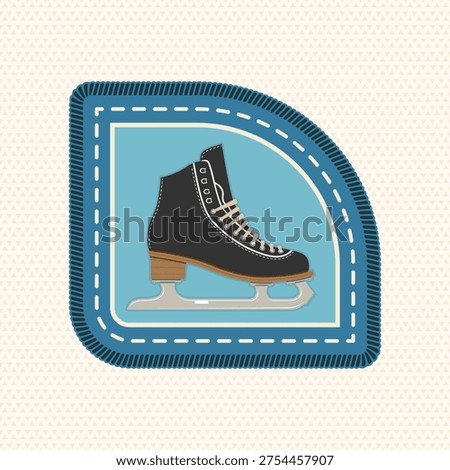 Scout badge with ice skating. Vector. Merit patch, sticker for camping outdoor and academic activities