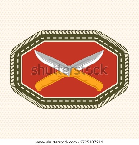 Scout badge with knives. Vector. Merit patch, sticker for camping outdoor and academic activities