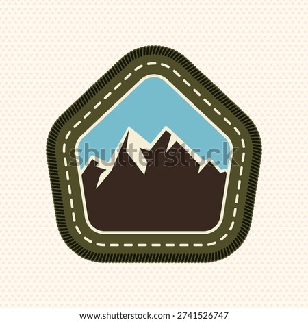 Scout badge with Mountain. Vector. Merit patch, sticker for camping outdoor and academic activities