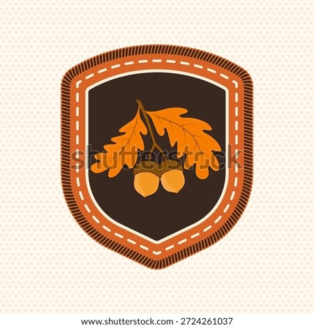 Scout badge with oak leaves. Vector. Merit patch, sticker for camping outdoor and academic activities