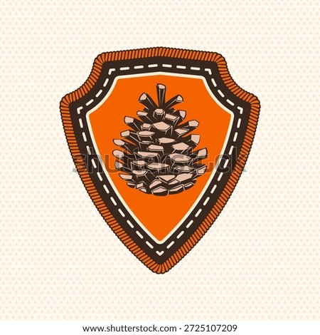 Scout badge with Pine Cone. Vector. Merit patch, sticker for camping outdoor and academic activities