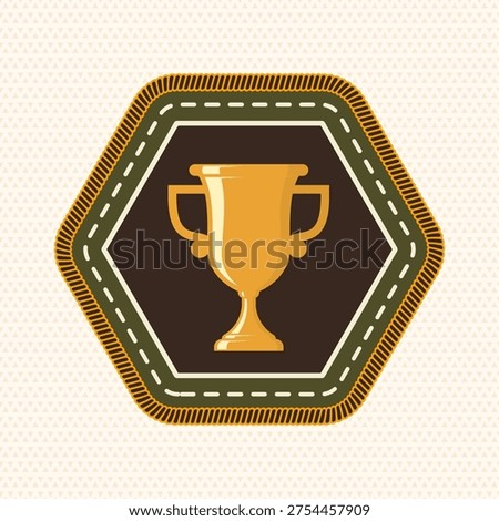Scout badge with Trophy cup. Vector. Merit patch, sticker for camping outdoor and academic activities