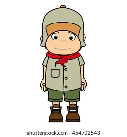 Scout boy cartoon, isolated flat icon design