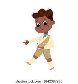 Scout Boy Character, Cute Scouting African American Child in Uniform, Summer Holiday Activities Concept Cartoon Style Vector Illustration