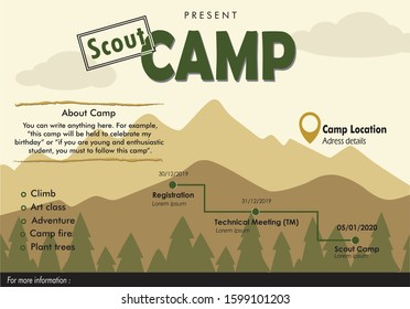 Scout camp brochure template - landscape version 