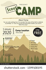 Scout camp brochure template with nature background