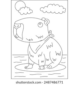 scout capybara chilling coloring book page for kids or grown adults coloring book mindful relaxation activity