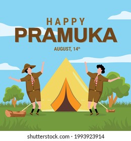 scout day flat design illustration