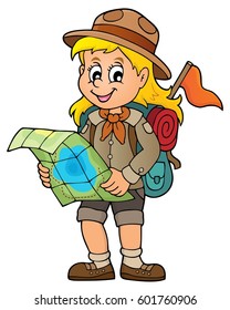Imagen 3 del tema de la chica Scout - ilustración vectorial eps10.
