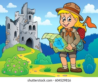 Scout girl theme image 8 - eps10 vector illustration.