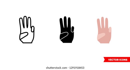 Scout hand icon of 3 types: color, black and white, outline. Isolated vector sign symbol.