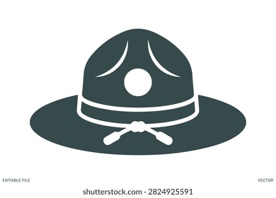 Scout hat vector icon isolated on white background boy scout uniform apparel headwear flat illustration