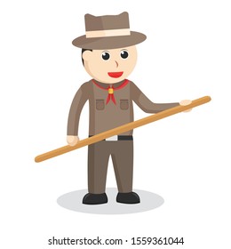 scout holding stick design illustrator