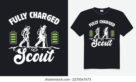 Scout Silhouette vectors t-shirt design Vintage hand drawn adventure hiking, camping mountain, can be used for t shirts prints Scout Camp vectors Fully Charged Scout