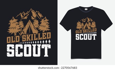 Scout Silhouette Vektorgrafiken T-Shirt Design Vintage handgezeichnet Abenteuerwanderung, Camping Berg, kann für die T-Shirts Drucke Scout Camp Vektorgrafiken Altes Geschicktes Scout