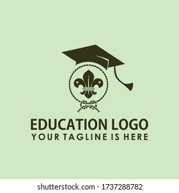 scout university logo template vector, vintage style scout education design template