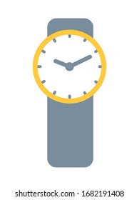 Scout wristwatch. Equipment and tool for hiking and adventure. Accessory for expedition and exploration. Time tracking. Scouting object isolated on white background. Vector illustration