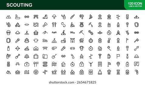 Scouting Professional Modern Line Icon Collection with Clean Minimal Vector Style