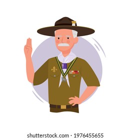 scouts founder character with hat and  neckerchief 