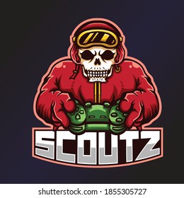 Scoutz Esports Logo. Skull Logo. Esport Team Logo. Streamer Gaming Logo. Gaming Creator House Illustrator. Streamer Emblem. Cool Illustrator. Game Content Symbol.