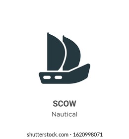 Scow glyph icon vector on white background. Flat vector scow icon symbol sign from modern nautical collection for mobile concept and web apps design.