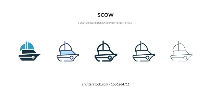 scow icon in different style vector illustration. two colored and black scow vector icons designed in filled, outline, line and stroke style can be used for web, mobile, ui