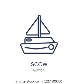 scow icon. scow linear symbol design from Nautical collection. Simple outline element vector illustration on white background.