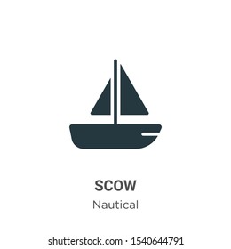 Scow vector icon on white background. Flat vector scow icon symbol sign from modern nautical collection for mobile concept and web apps design.