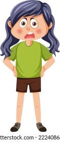 Scowl girl standing akimbo pose illustration