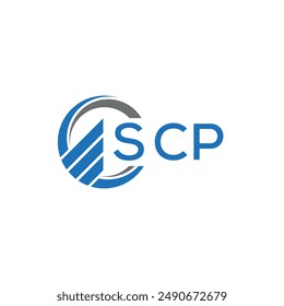 SCP Flat accounting logo design on white background. SCP creative initials Growth graph letter logo concept.SCP business finance logo design.	
