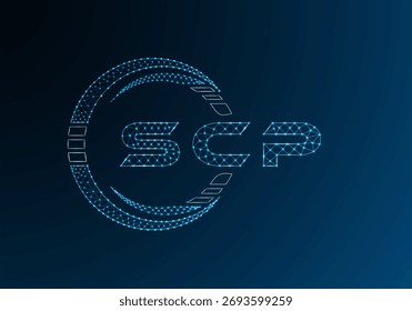 SCP low poly letter logo vector design. SCP lower poly logo design. Low poly logo.