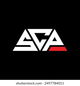 SCP triangle letter logo design with triangle shape. SCP triangle logo design monogram. SCP triangle vector logo template with red color. SCP triangular logo Simple, Elegant, and Luxurious design.