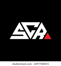 SCR triangle letter logo design with triangle shape. SCR triangle logo design monogram. SCR triangle vector logo template with red color. SCR triangular logo Simple, Elegant, and Luxurious design.