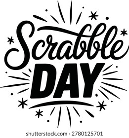 Scrabble Day typography hand drawn lettering illustration vector