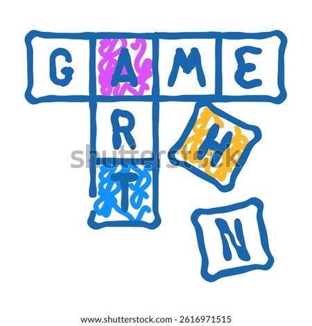 scrabble tiles board table doodle icon sketch vector. scrabble tiles board table sign. isolated symbol illustration