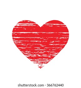 Scrached REd heart. Vector graphic