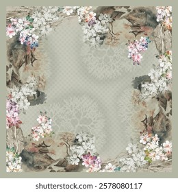 scraf flower design for textile factory