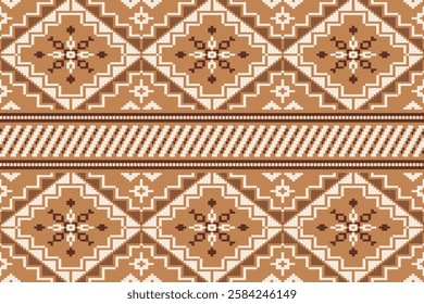 Scraf seamless pattern.Floral cross stitch for background.Aztec style.background vector illustration.Design for texture,fabric,cloting,carpet,knitewar,curtains,wrapping,batik