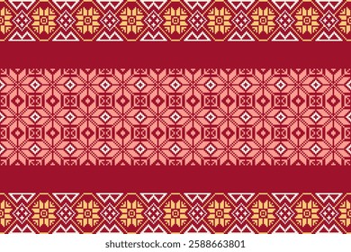 Scraf seamless pattern.Floral cross stitch for background.Aztec style.background vector illustration.Design for texture,fabric,cloting,carpet,knitewar,curtains,wrapping,batik