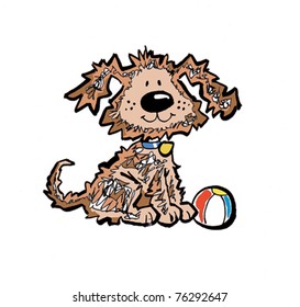Scraggy Dog with Ball