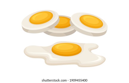 Scrambled and Boiled Eggs as Cooked Food Vector Set