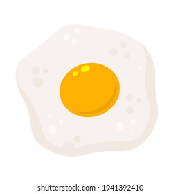 Huevo revuelto. Desayuno saludable. Dibujo plano aislado de fondo blanco. Proteína y yema. Elemento de cocina.