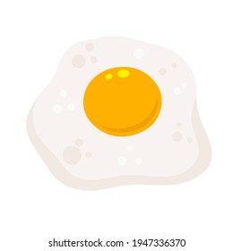 Rührei. Gesundes Frühstück. Flacher Cartoon einzeln auf weißem Hintergrund. Eiweiß und Eigelb. Element des Kochens.
