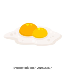 Scrambled egg. Healthy Breakfast. Flat cartoon isolated on white background. Protein and two yolk. Element of cooking.