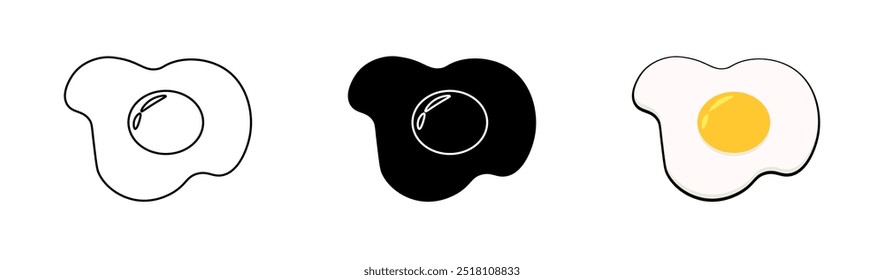 Ícones de ovo misturado. Linear, silhueta e estilo plano. Ícones de vetor.