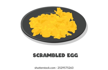 Scrambled egg vector. Scrambled egg dish clipart. Food vector. Egg dish. Flat vector in cartoon style isolated on white background.